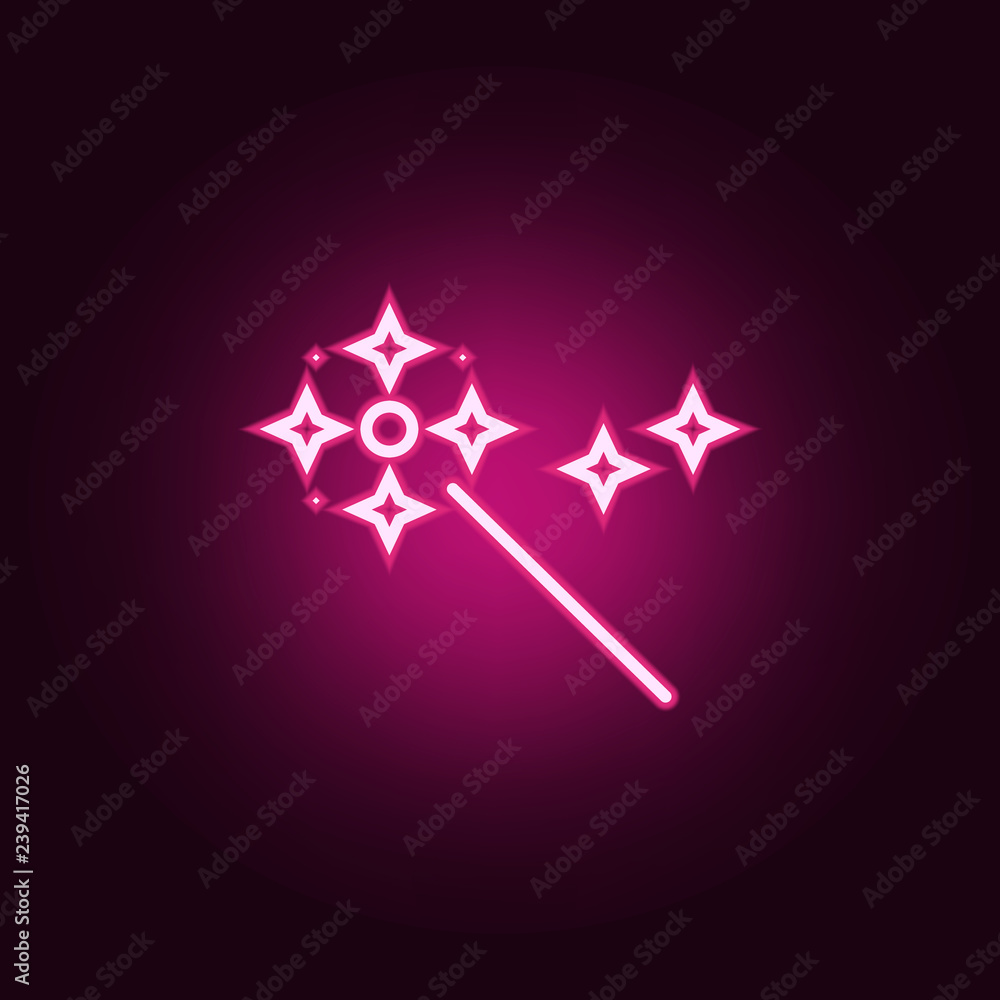 Poster magic wand icon. elements of web in neon style icons. simple icon for websites, web design, mobile a