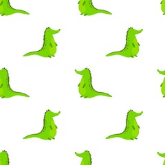 Seamless pattern with cute cartoon crocodile. Vector kids background.