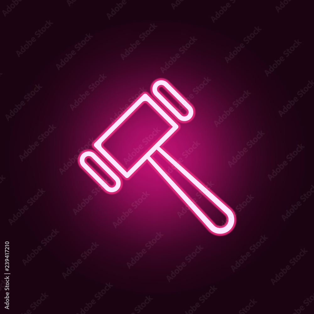 Poster a hammer icon. elements of web in neon style icons. simple icon for websites, web design, mobile app