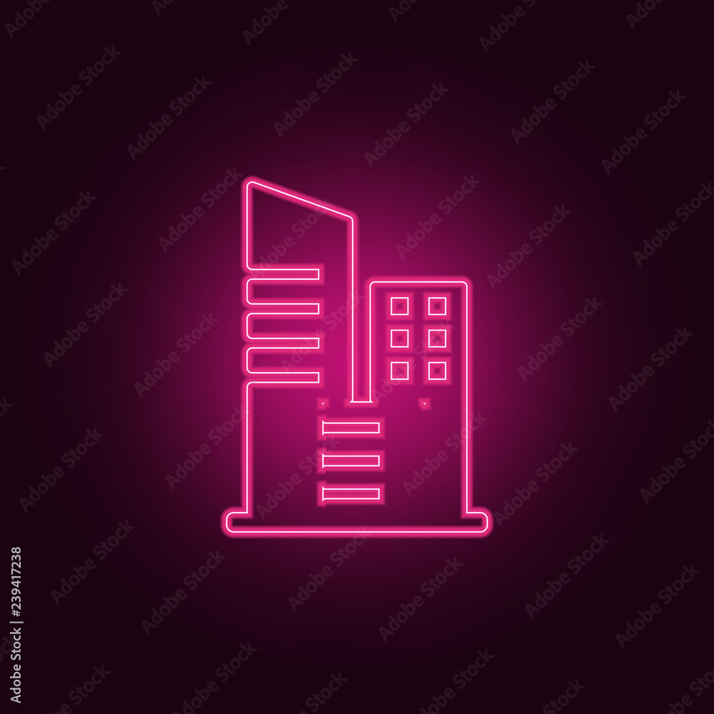 Poster high-rise buildings icon. elements of web in neon style icons. simple icon for websites, web design,