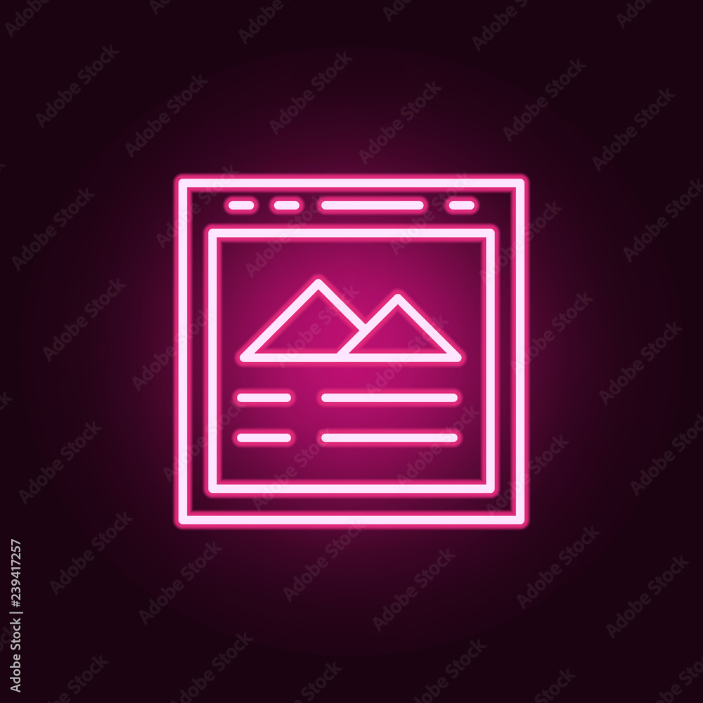 Poster picture icon. elements of web in neon style icons. simple icon for websites, web design, mobile app,