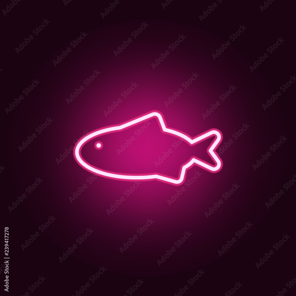 Poster a fish icon. elements of web in neon style icons. simple icon for websites, web design, mobile app, 