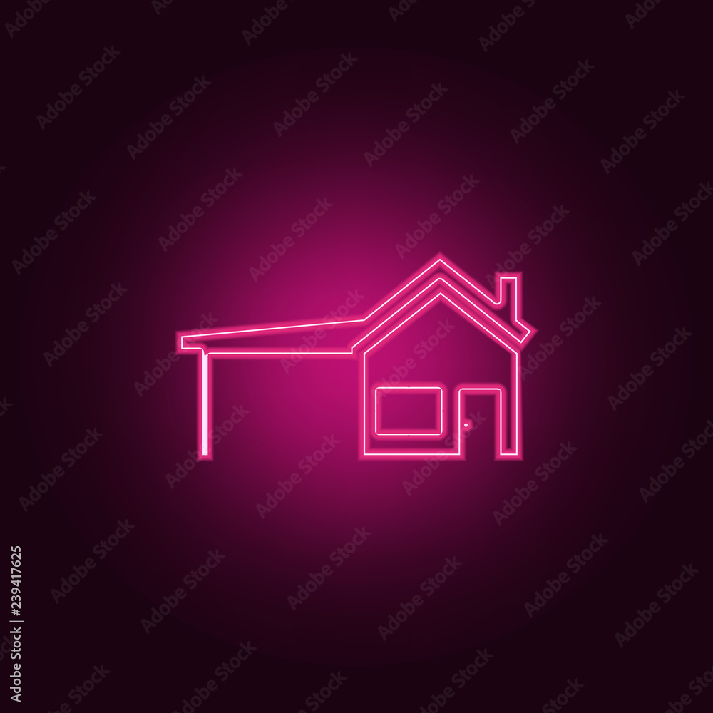 Poster house with garage icon. elements of web in neon style icons. simple icon for websites, web design, m