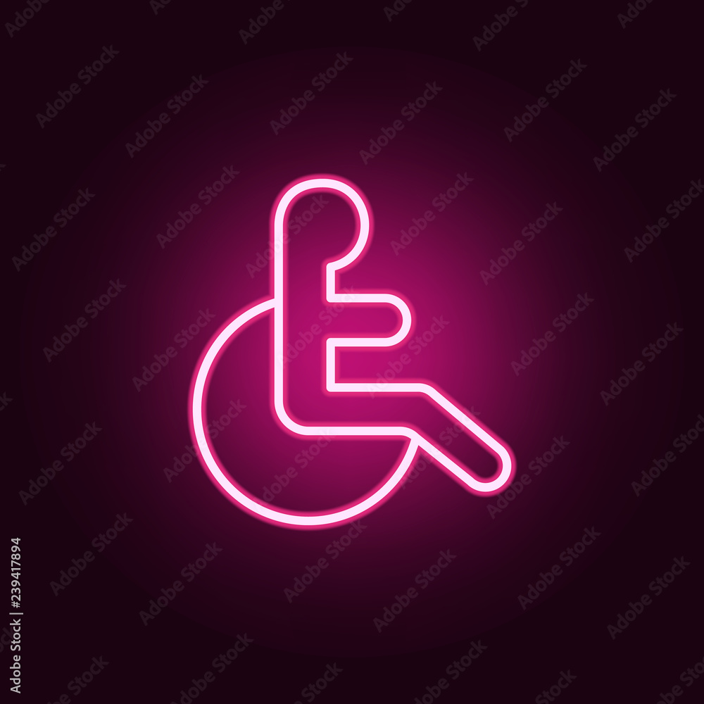 Poster badge of a disabled person icon. elements of web in neon style icons. simple icon for websites, web 