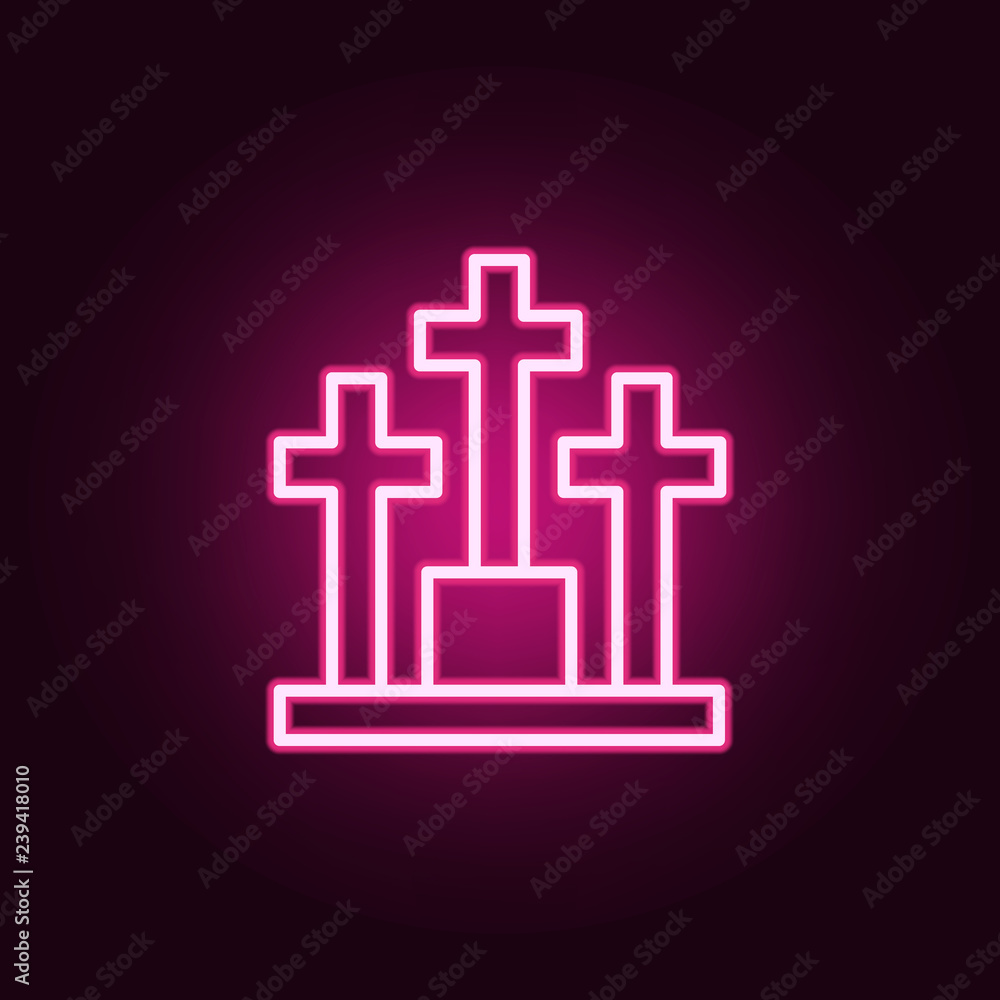 Poster cemetery icon. elements of web in neon style icons. simple icon for websites, web design, mobile app