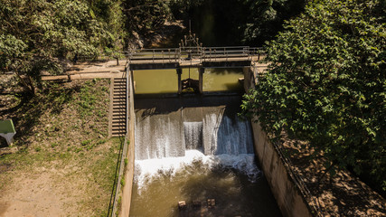 High angle view of Weirs on the small  river  in Thailand