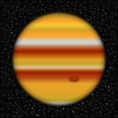 Planet Jupiter and starry sky. © konstan