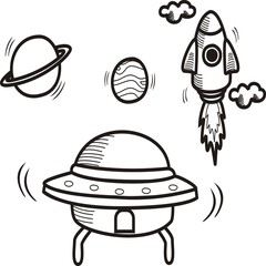 Fototapeta premium outer space hand drawn sketch.