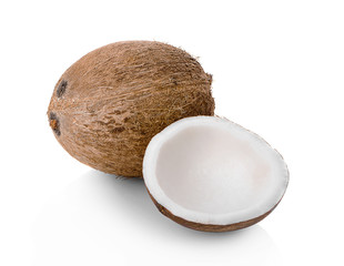 Coconut milk on a white background