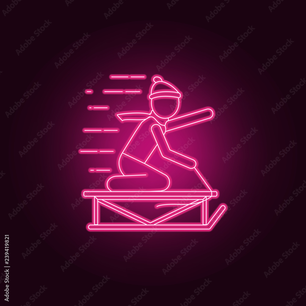 Poster a man on a sledge icon. winter icons universal set for web and mobile