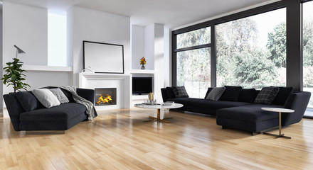 large luxury modern bright interiors Living room illustration 3D rendering computer digitally generated image