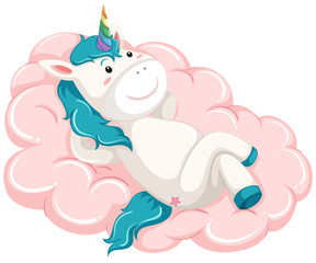 Unicorn lay on the cloud