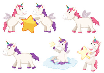 A set unicorn character