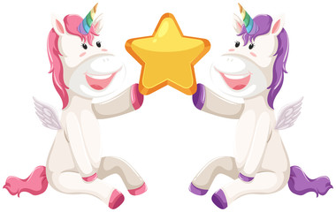 Obraz na płótnie Canvas Happy unicorn holding star