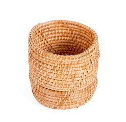 vintage weave wicker basket isolated on white background