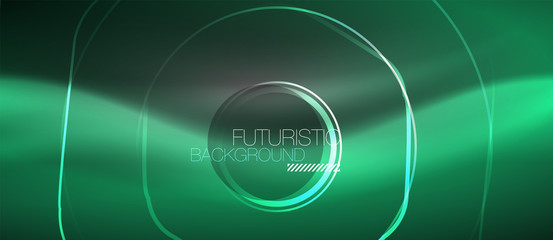 Black and glowing color lines neon design, magin techno template background