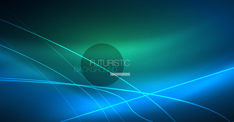 Neon glowing magic background, neon banner, night sky wallpaper. Magic light effect. Christmas abstract pattern.