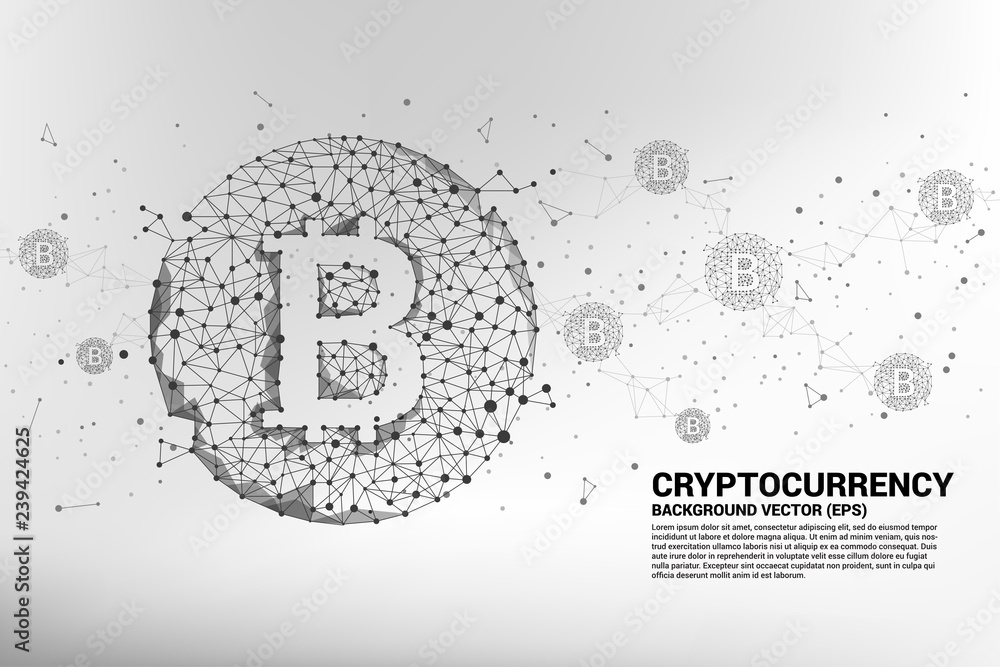 Aufkleber Vector bitcoin icon from Polygon dot connect line. Concept for cryptocurrency technology and financial network connection.