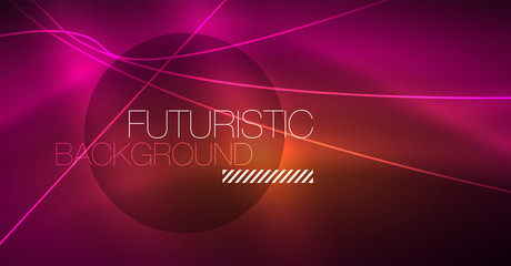 Digital technology abstract background - neon geometric design. Abstract glowing lines. Colorful techno background. Futuristic shape.