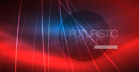 Neon glowing magic background, neon banner, night sky wallpaper. Magic light effect. Christmas abstract pattern.