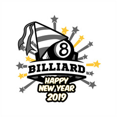 Fototapeta na wymiar Billiard New Year Logo 01