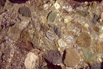 Obraz premium Natural rock formation of different minerals and coloured rocks. Spain.