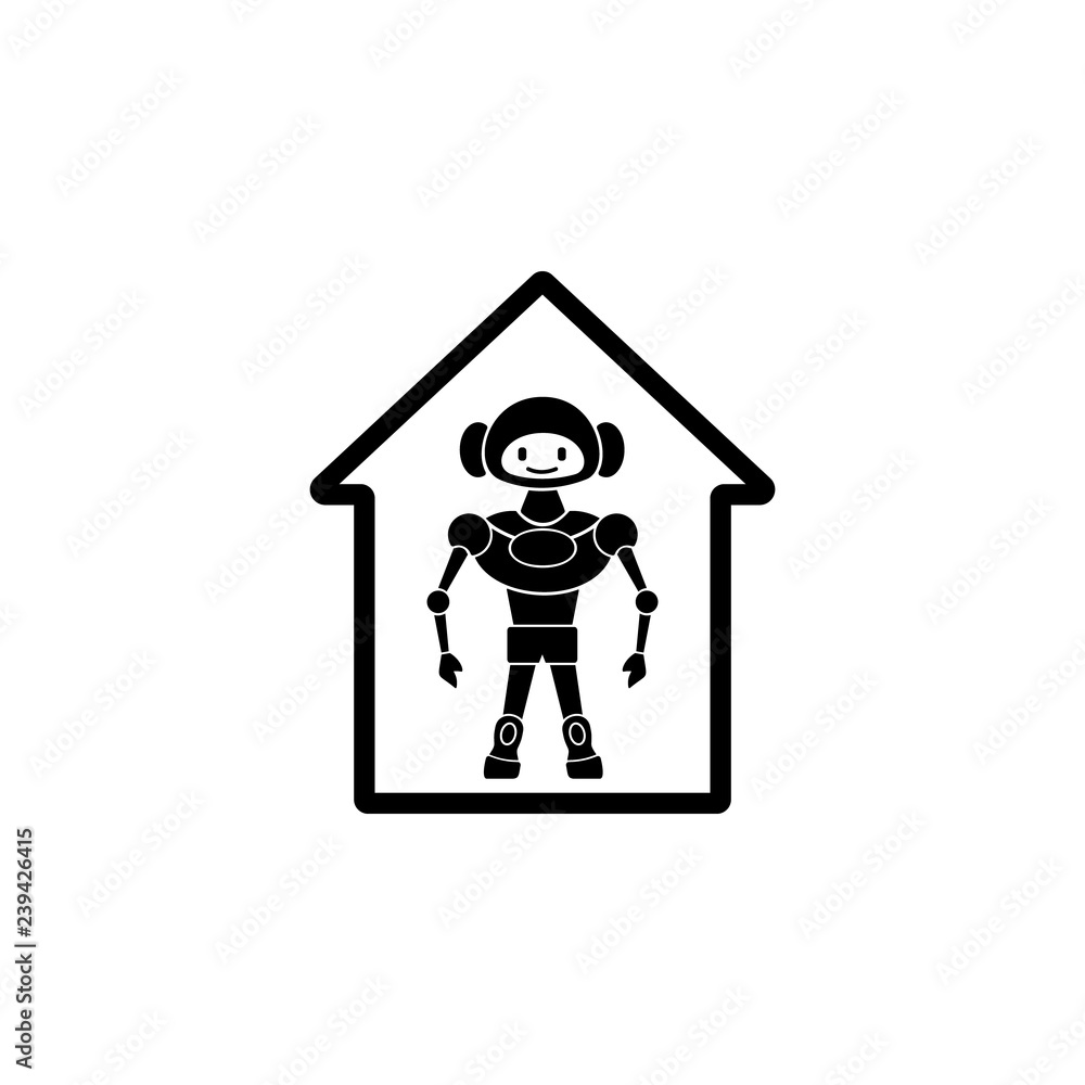 Poster robot housekeeper icon. element of home robot icon for mobile concept and web apps. detailed robot h