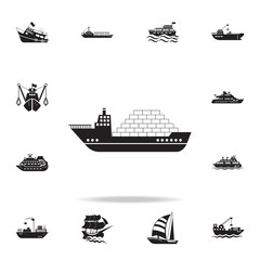 cargo ship with containers icon. Detailed set of ship icons. Premium graphic design. One of the collection icons for websites, web design, mobile app