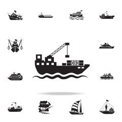 ship with a crane icon. Detailed set of ship icons. Premium graphic design. One of the collection icons for websites, web design, mobile app
