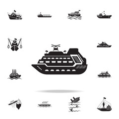 mega yacht with a helicopter icon. Detailed set of ship icons. Premium graphic design. One of the collection icons for websites, web design, mobile app