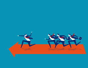 Obraz premium Business team following leader. Concept business vector, Teamwork, Leadership, Group of people.