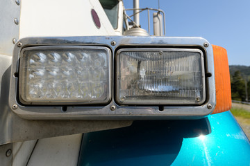 Obraz premium Semi truck LED headlamp detail