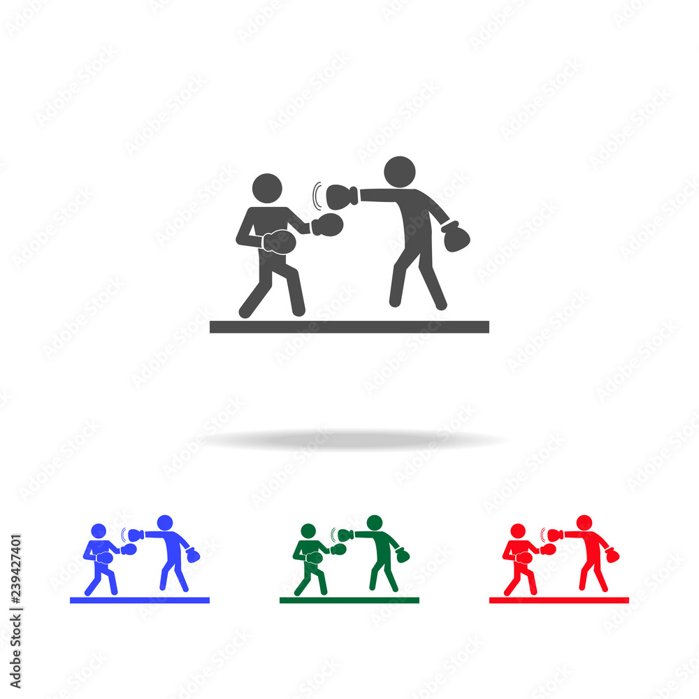 Poster two boxers in ring icons. elements of sport element in multi colored icons. premium quality graphic 