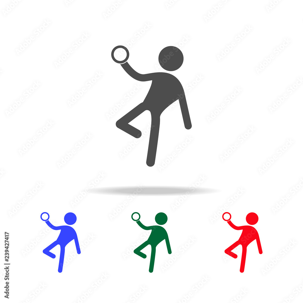 Poster gymnast with ball icons. elements of sport element in multi colored icons. premium quality graphic d