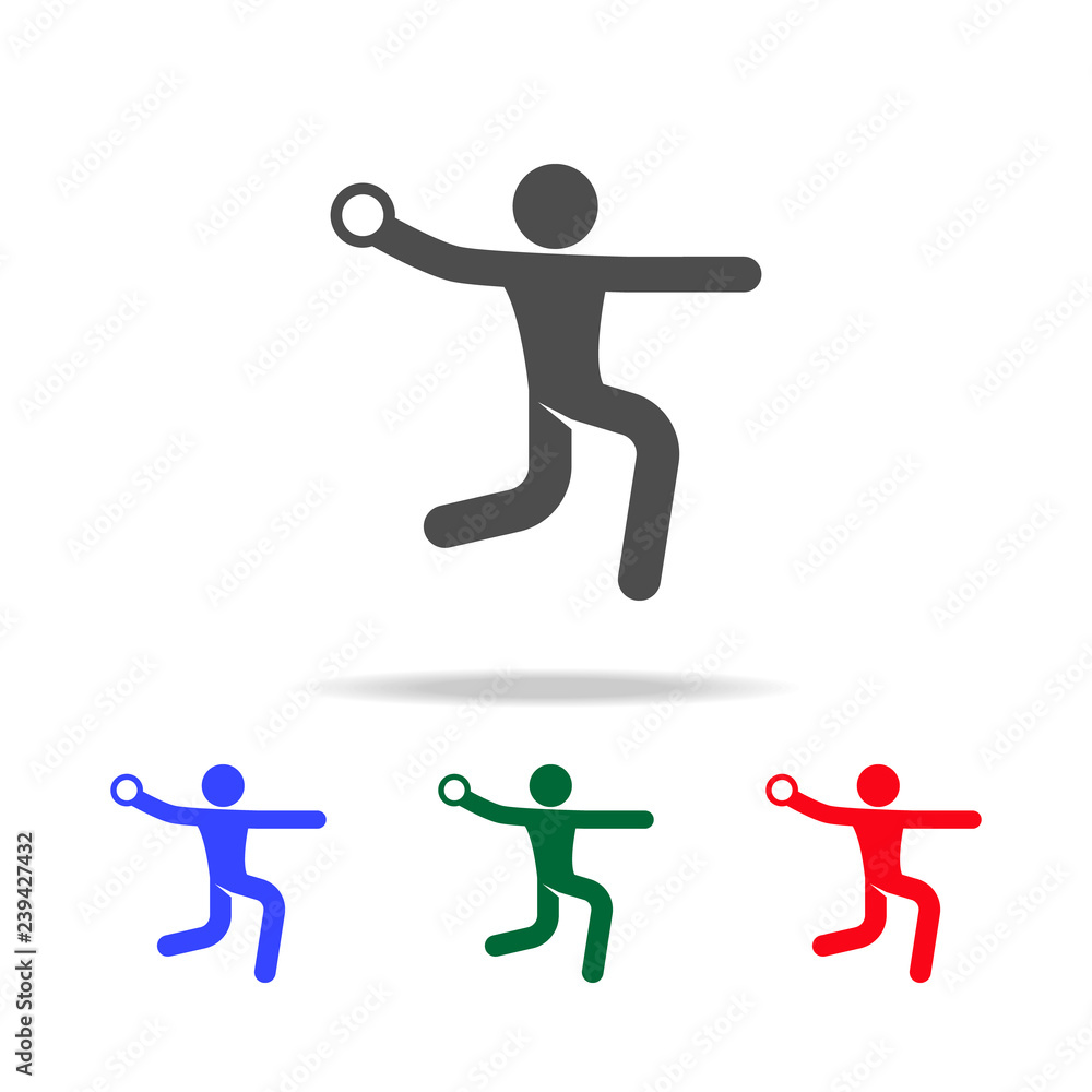 Poster gymnast with ball icons. elements of sport element in multi colored icons. premium quality graphic d