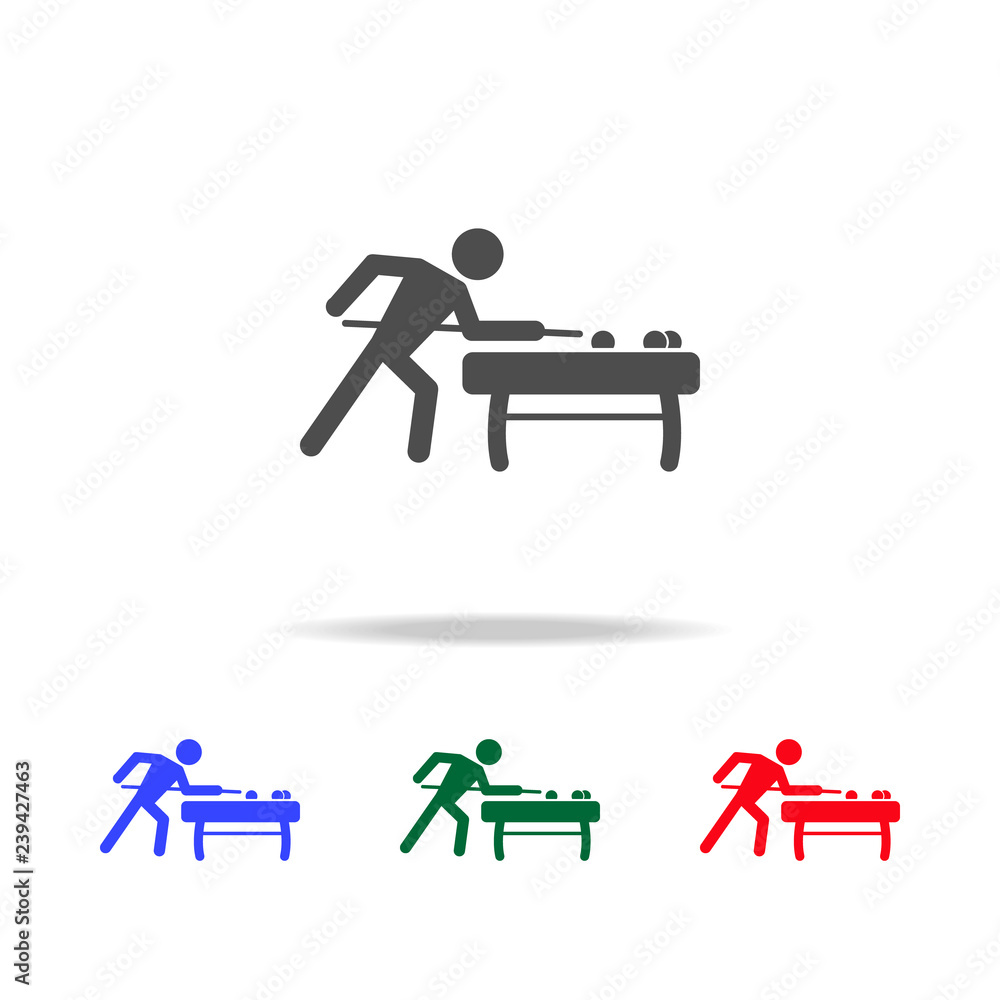 Poster billiard player icons. elements of sport element in multi colored icons. premium quality graphic des