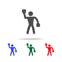 Raised boxer hand  icons. Elements of sport element in multi colored icons. Premium quality graphic design icon. Simple icon for websites, web design, mobile app, info graphics