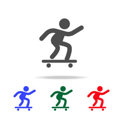 Fototapeta na wymiar Skateboarding icons. Elements of sport element in multi colored icons. Premium quality graphic design icon. Simple icon for websites, web design, mobile app, info graphics