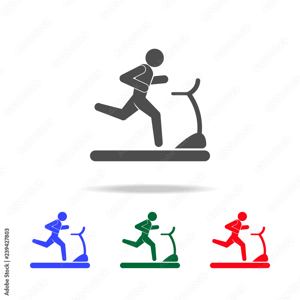 Poster runner on treadmill icons. elements of sport element in multi colored icons. premium quality graphic