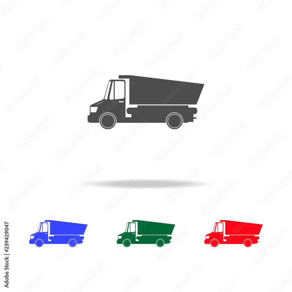 Poster dump truck icons. elements of transport element in multi colored icons. premium quality graphic desi