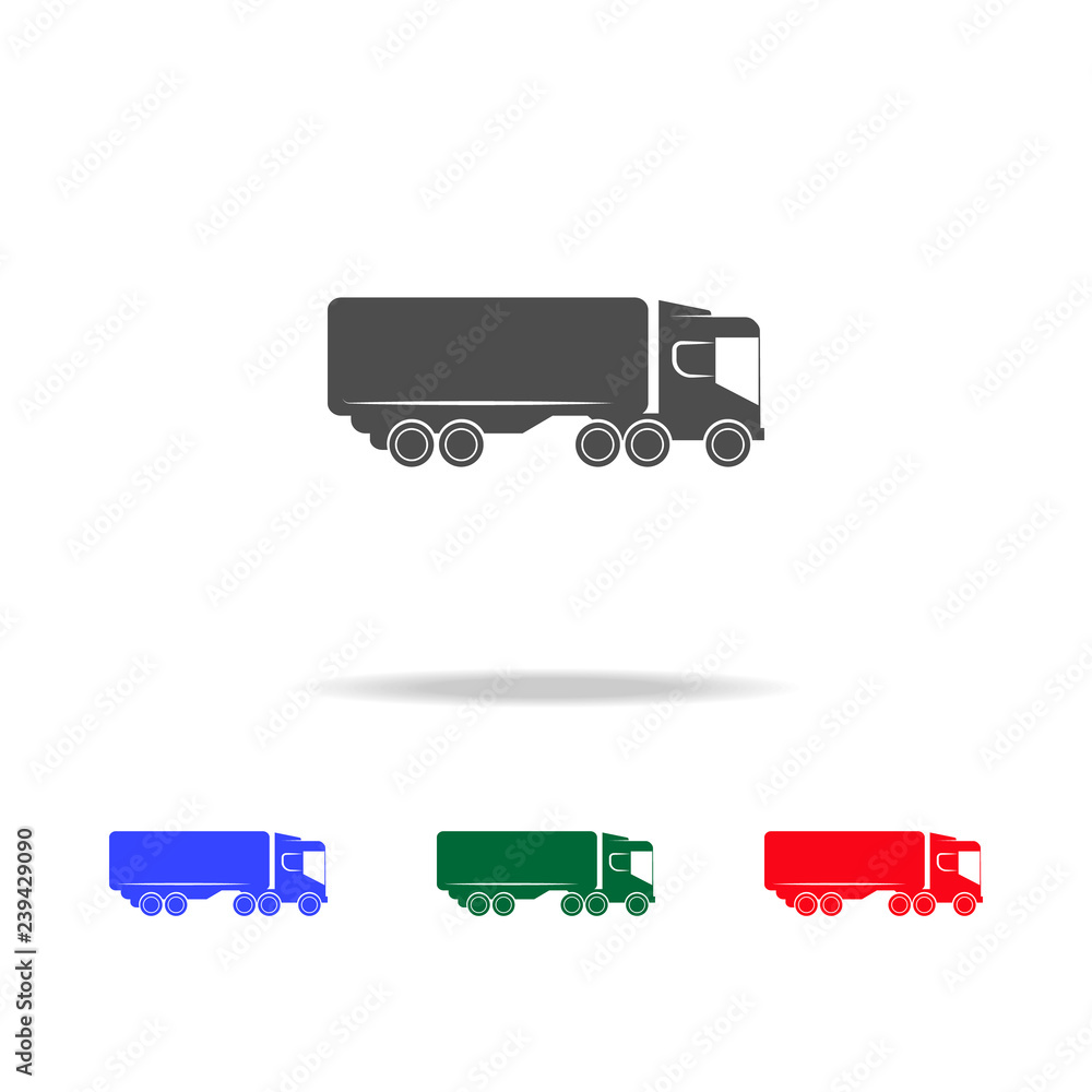 Poster lorry with a trailer icons. elements of transport element in multi colored icons. premium quality gr