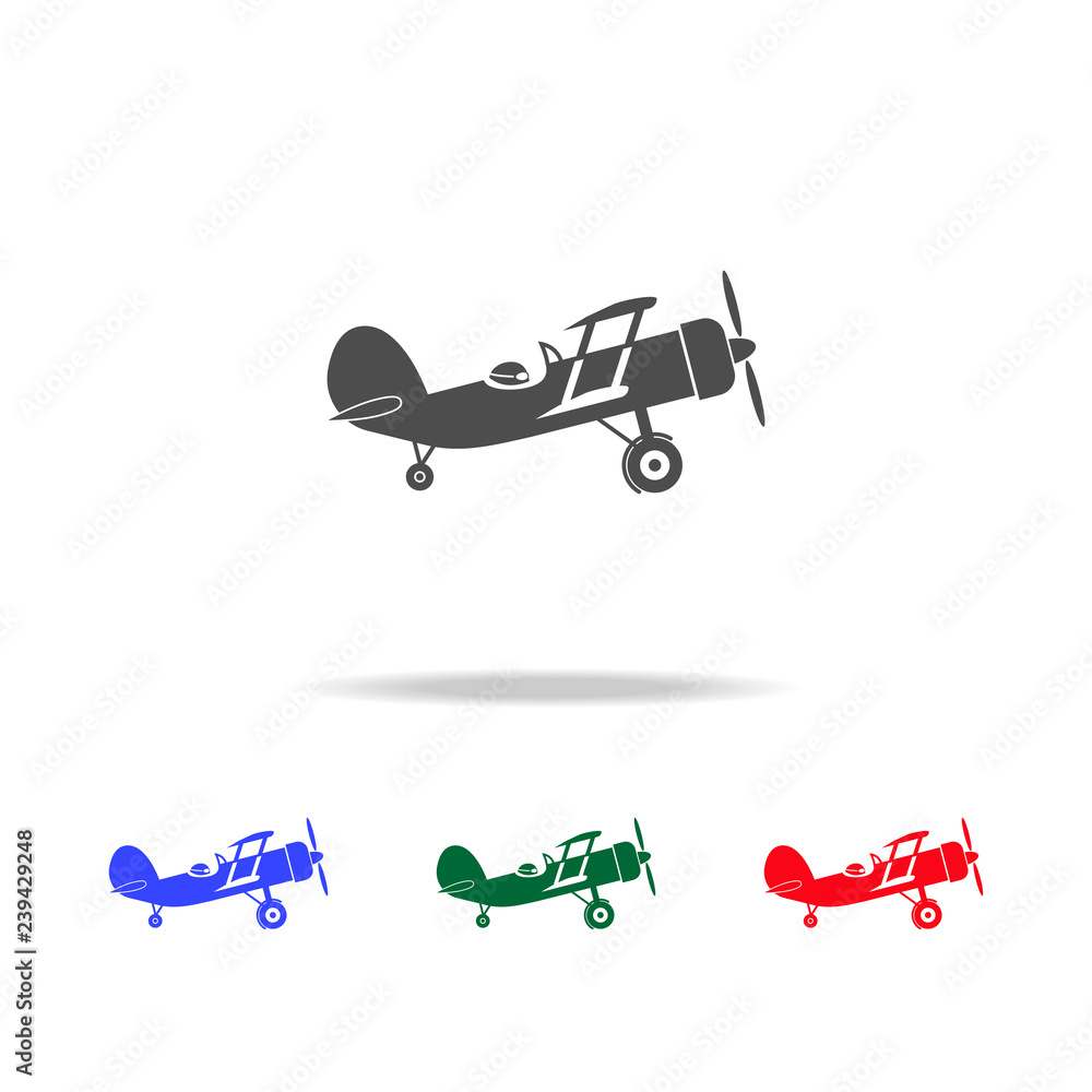 Poster Vector black retro biplane  icons. Elements of transport element in multi colored icons. Premium quality graphic design icon. Simple icon for websites, web design