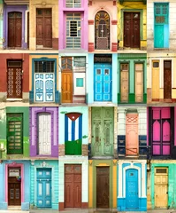 Foto op Canvas Collage van kleurrijke deuren in Havana in Cuba © pink candy