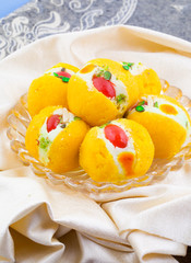 Indian Delicious Bengali Sweet Food Also Know as Bangla Sweet or Bengali Dessert Made From Syrup, Cream, Milk, Khoya or Flavour