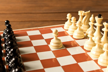 The beginning of the chess game. The concept of the game of chess