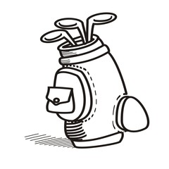 golf bag hand drawn sketch.