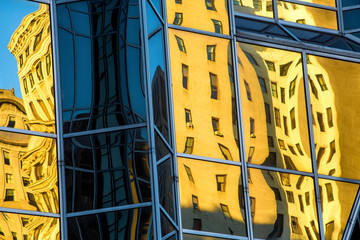 Abstract reflections of buildings in windows at PPG Place, Pittsburgh.