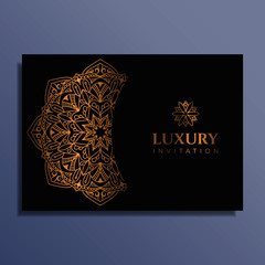 luxury invitation card with mandala template design