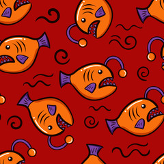 creative colorful anglerfish seamless pattern design