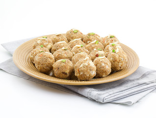 Indian Traditional Sweet Food Urad Dal Laddu Also Know as Laddoo, Ladoo, Laddo are Ball-Shaped Sweets Made of Butter, Dry Fruits, Fenugreek and other Spices. Urad Dal laddu Sweet Mostly Eat in Winter